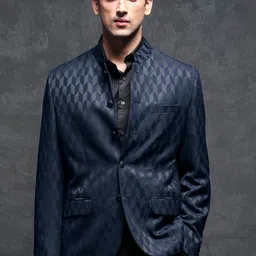RARE RABBIT Men Duffy Tailored Fit Geometric Single-Breasted Party-11