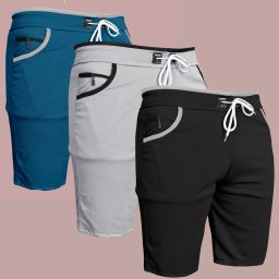 Pack of 3 Self Design Men Multicolor Regular Shorts-image-58
