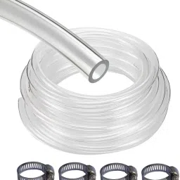 Transparent Gas Pipe 3 meter with 4 Hose Clamps for Home, Restaurants etc. Internal Pipe Diameter size 8mm Hose Pipe-10