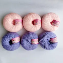 VARDHMAN BABY SOFT YARN - 3 BALL AND 3 BALL PURPLE (6 BALL-150 GM)-13