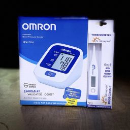 OMRON HEM-7124 Blood Pressure Monitor and MT-110 Thermometer combo pack Bp Monitor-image-87