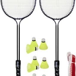 2 PC Double Shaft Racket + 10 Nylon Shuttle Cock + 2 side tape Badminton net Badminton Kit-picture-5