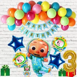 Cocomelon Happy Birthday Theme Foil Balloon For Third Birthday-image-24