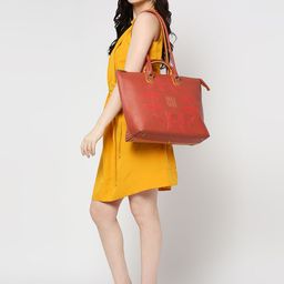 EUME Red Printed Oversized Structured Shoulder Bag image 5