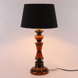 foziq Black Shade With Wood Base Table Lamp image 3
