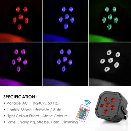 mobizac 6 LED Stage Disco Par Light with Remote Controller RGB Disco DJ Single Disco Ball image 3