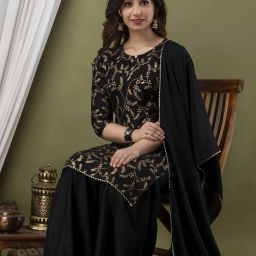 Women Viscose Rayon Kurta Sharara Set-image-32
