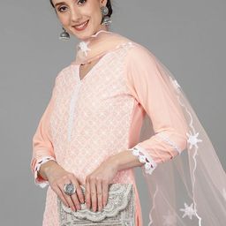 KALINI Ethnic Motifs Embroidered Regular Thread Work Kurta with Sharara & With Dupatta-picture-1