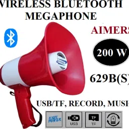 aimers Wireless Bluetooth Megaphone Speaker/ Bullhorn Siren (200W) Megaphone Speaker, USB Memory Card Input For Announcing, High Sound Range Indoor, Outdoor PA System image 2