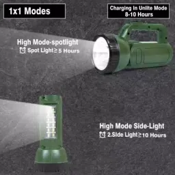 crentila Rechargeable Handheld Torch Long Range Search Torch + Side 2 Tube Handheld Torch image 3