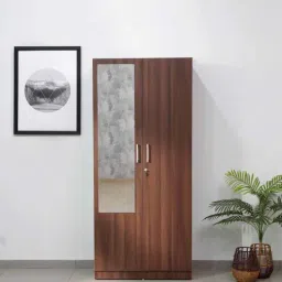 spacewood Kosmo Crescent 2 Door Wardrobe In Dark Acacia Finish With Mirror-picture-25