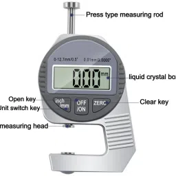 betlex Digital Thickness Gauge, Electronic Micrometer Thickness Meter with LCD Display Height Gauge image 3