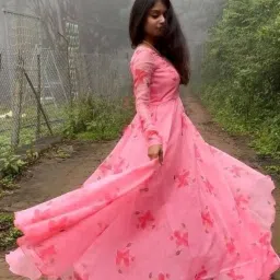 Floral Print Georgette Stitched Anarkali Gown-image-55
