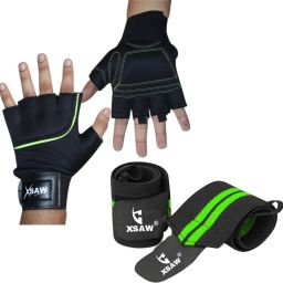 Weight Lifting Fitness Gym Gloves and Wrist Strap Combo Pack Fitness Accessory Kit Kit-image-56