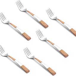 6 pcs Desert Fork Set with PLATINUM ROSE GOLD Handle design Stainless Steel Dessert Fork Set | Stainless Steel Dessert Fork Set Stainless Steel Dessert Fork Set-10