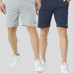 Pack of 2 Solid Men Dark Blue, Grey Casual Shorts-image-64