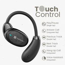 portronics Harmonics Twins 31 Over Ear Smart Earbuds with HD Mic, Secure & Flexible Earhook Bluetooth Headset image 2