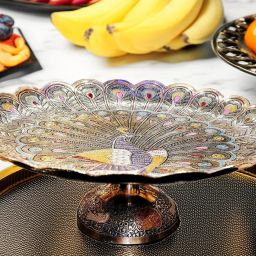 Peacock Tray/Peacock Platter Multicolor Plated Serveware Serving Tray Tray-image-77