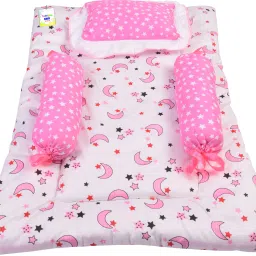 Cotton Baby Gaadi for New Born With Cushioned Pillow And 2 Bolsters Standard Crib-image-29