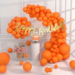 New Orange Balloons, Happy Birthday Banner Decoration Kit-77