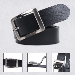 Men Formal Black Genuine Leather Belt-image-14