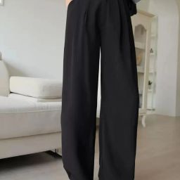 Women Straight Fit Black Lycra Blend Trousers-image-93