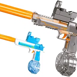 Desert Eagle Inspired Electric Water Gun with Scope & Drum Transparent Design Water Gun-1