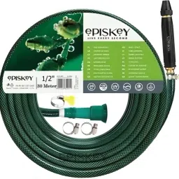 E_30M_BLACK Heavy Duty Expandable Garden Hose with Latex Core Stainless Metal WaterSpray Gun Hose Pipe-image-2