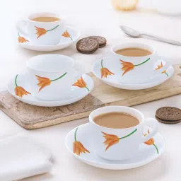 Pack of 8 Opalware Firefly 140 ml Opalware Cup and Saucer Set-image-1