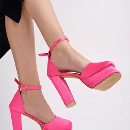 Shoetopia Girls Textured Open Toe Platform Heels-55
