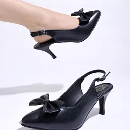 Shoetopia Pointed Toe Slim Mules With Bows-14