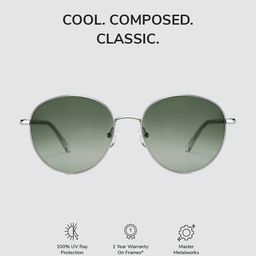 John Jacobs Unisex Green Lens & Silver-Toned Round Sunglasses with UV Protected Lens image 4