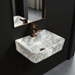 2 in 1 Designer Ceramic Wash basin 16x12(M41) with Waste pipe & Coupling Set (16x12x5)(M41)Tap Table Top Basin-image-66