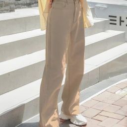 Women Flared High Rise Beige Jeans-image-18