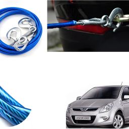 4M Long Super Strong Emergency Heavy Duty Car Tow Cable 5 Ton Towing Strap Rope with Dual Forged Hooks (Color Blue) (8mm x 4 m) For I20 Type 1 4 m Towing Cable-image-86