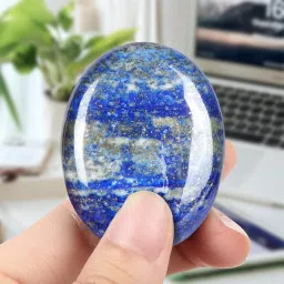 Lapis Lazuli Palm Stone Crystal Large Crystal Palm Stone Polished Polished Oval Crystal Stone-image-5