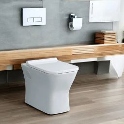 Floor Mount Western Toilet /European Commode OUTLET Is From Floor S TRAP With Soft Close Seat Cover 55 X 35 X 40 cm (White Glossy Finish) for Bathrooms Western Commode-23