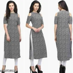 Women Printed Crepe A-line Kurta-4