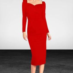 Women Bodycon Red Midi/Calf Length Dress-image-51
