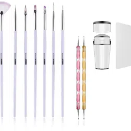 7 pcs Nail art Brush , 2 pcs Dotting Pen and Nail Stamp-12