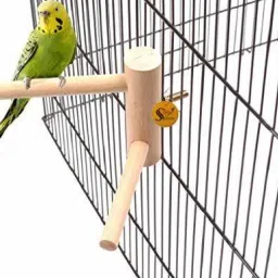 Natural Wood 2 Stairs Bird Playful Climbing Cage, Fix Stand for Cage Accessory Wooden Training Aid For Bird-image-1