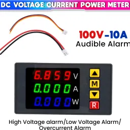 amicisense DC Energy Meter 3 in 1, 0-100V 10A 1000W Power Meter with Multi-Colour Digital Display Voltmeter image 4