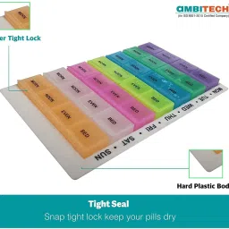 ambitech Pill Organizer for 28 Days/4 Weeks with Transparent and Detachable Compartments with Prescribed Timeslots Pill Box image 4