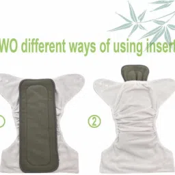 texla New Solid Combo Button Reusable Diaper Nappy With Insert (2 Diaper+2 insert)Tex image 2