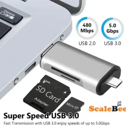 SCALEBEE Type C OTG , 3-in-1 USB 3.0, MicroSD, SD, SDXC & SDHC Card All In One Card Reader image 4