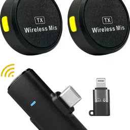 Round Wireless Mic with Cancellation for Type C Mobiles & Collar Microphone-15