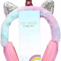 Shyam Creation PINK Colourful Wired Adjustable Headphone Handband Stereo Sound for Girl's Unicorn Head Phone ( 3mm jack) Smart Headphones-12