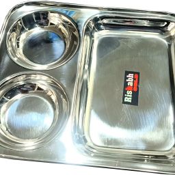 Lunch/Dinner Plate / Bhojan Thali 3 in 1 Compartments Pav Bhaji Dosa Dinner Plate Pack of 1 Sectioned Plate-13