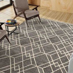 saraswati global Grey Geometric Wool 8 ft x 10 ft Hand Tufted Carpet-picture-11