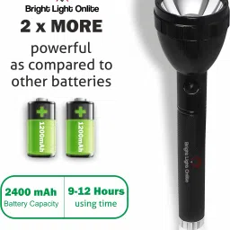 bright light onlite Rechargeable 2 In 1 Torch Light Battery 2000mAh Flash With Back Light Torch image 3